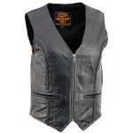 Milwaukee Leather XS1246 Ladies Black ‘Braided’ Classic Leather Vest - Image 9
