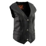 Milwaukee Leather XS1253 Women’s Classic Black Leather Vest with Buffalo Nickel Snap Buttons - Image 4