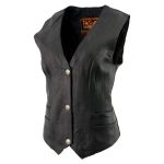 Milwaukee Leather XS1253 Women’s Classic Black Leather Vest with Buffalo Nickel Snap Buttons - Image 5