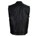 Milwaukee Leather LKM3784 Men’s Classic Black Leather Motorcycle Rider Vest Stars and Stripes Design w/ USA Flag Liner - Image 7