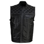 Milwaukee Leather LKM3784 Men’s Classic Black Leather Motorcycle Rider Vest Stars and Stripes Design w/ USA Flag Liner - Image 8