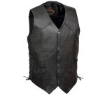 Leather King XS1315LET Men’s Classic ‘Side Laced’ Black Leather Vest