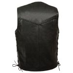 Men’s XS13512 Black Classic Braided Motorcycle Biker Vest - Image 3