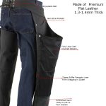 Milwaukee Leather LKM5717 Men’s Flat Black Premium Leather Motorcycle Rider Biker Chaps w/ Jean Pockets - Image 2