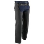 Milwaukee Leather LKM5717 Men’s Flat Black Premium Leather Motorcycle Rider Biker Chaps w/ Jean Pockets