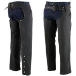 Milwaukee Leather LKM5717 Men’s Flat Black Premium Leather Motorcycle Rider Biker Chaps w/ Jean Pockets - Image 5
