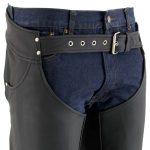 Milwaukee Leather LKM5717 Men’s Flat Black Premium Leather Motorcycle Rider Biker Chaps w/ Jean Pockets - Image 7