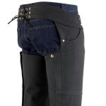 Milwaukee Leather LKM5717 Men’s Flat Black Premium Leather Motorcycle Rider Biker Chaps w/ Jean Pockets - Image 9