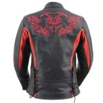 Milwaukee Leather LKL27003 Women’s Premium Black and Red Leather Embroidered Jacket with CE Armor Protection - Image 2