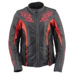 Milwaukee Leather LKL27003 Women’s Premium Black and Red Leather Embroidered Jacket with CE Armor Protection - Image 7