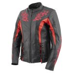 Milwaukee Leather LKL27003 Women’s Premium Black and Red Leather Embroidered Jacket with CE Armor Protection - Image 5