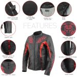 Milwaukee Leather LKL27003 Women’s Premium Black and Red Leather Embroidered Jacket with CE Armor Protection - Image 9