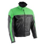 Leather King XS2126 Men’s Green and Black ‘Moto’ Biker Jacket