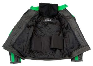 Leather King XS2126 Men’s Green and Black ‘Moto’ Biker Jacket - Image 2