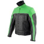 Leather King XS2126 Men’s Green and Black ‘Moto’ Biker Jacket - Image 6