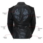 Milwaukee Leather LKL27005 Women’s Scuba Style Black Leather Motorcycle Biker Jacket w/ Reflective Wings and Studs - Image 2