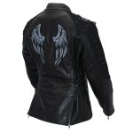 Milwaukee Leather LKL27005 Women’s Scuba Style Black Leather Motorcycle Biker Jacket w/ Reflective Wings and Studs - Image 5