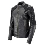 Milwaukee Leather LKL27005 Women’s Scuba Style Black Leather Motorcycle Biker Jacket w/ Reflective Wings and Studs - Image 6