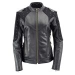 Milwaukee Leather LKL27005 Women’s Scuba Style Black Leather Motorcycle Biker Jacket w/ Reflective Wings and Studs - Image 7
