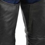 Men’s XS301 Black Deep Pocket Premium Leather Motorcycle Chaps - Image 2