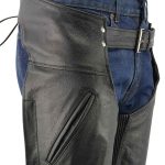 Men’s XS301 Black Deep Pocket Premium Leather Motorcycle Chaps - Image 4