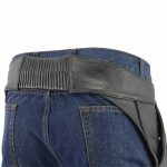 Men’s XS303 Black Jean Style Vented Leather Chaps with Reflective Material - Image 3
