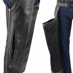 Men’s XS303 Black Jean Style Vented Leather Chaps with Reflective Material - Image 4