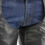 Men’s XS303 Black Jean Style Vented Leather Chaps with Reflective Material - Image 7