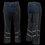 Men’s XS303 Black Jean Style Vented Leather Chaps with Reflective Material - Image 2