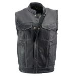 Milwaukee Leather LKM3781 Men’s Black Premium Leather Motorcycle Biker Rider Vest w/ White Stitching and Paisley Liner - Image 7