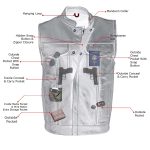Milwaukee Leather LKM3781 Men’s Black Premium Leather Motorcycle Biker Rider Vest w/ White Stitching and Paisley Liner - Image 2