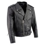 Men’s XS400T Tall Size Black Classic Side Lace Police Style Motorcycle Jacket - Image 7