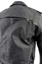 Men’s XS403 Black Classic Vented Biker Jacket with Side Laces - Image 3