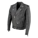 Men’s XS403 Black Classic Vented Biker Jacket with Side Laces - Image 5