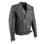 Men’s XS403 Black Classic Vented Biker Jacket with Side Laces - Image 7
