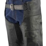 Men’s XS405 Classic Black Thermal Lined Leather Motorcycle Chaps with Outside Flap Pocket - Image 3