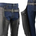 Men’s XS405 Classic Black Thermal Lined Leather Motorcycle Chaps with Outside Flap Pocket - Image 4