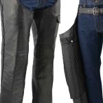 Men’s XS406 Classic Black Braided Thermal Lined Leather Motorcycle Chaps with Outside Flap Pocket - Image 3