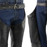 Men’s XS432 Classic Black Thermal Lined Leather Motorcycle Chaps with Jean Style Pockets - Image 4
