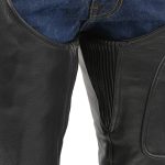 Men’s XS43401 Black Thermal Lined 3 Pocket Leather Motorcycle Chaps - Image 3
