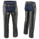 Men’s XS43404 3-Pocket Black Thermal Lined Leather Motorcycle Chaps - Image 5