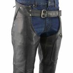 Men’s XS43404 3-Pocket Black Thermal Lined Leather Motorcycle Chaps - Image 2