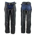 Unisex XS462 Tall-Size Black Thermal Lined Leather Motorcycle Chaps - Image 4