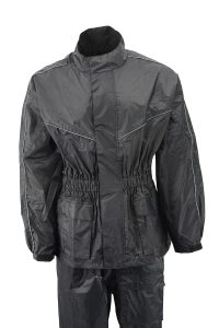 NexGen Ladies XS5001 Black Water Proof Rain Suit with Reflective Piping - Image 4