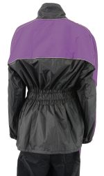 NexGen Ladies XS5001 Black and Purple Water Proof Rain Suit with Reflective Piping - Image 5