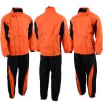 NexGen Men’s XS5020 Orange and Black Hooded Hi Visibility Water Proof Rain Suit with Reflective Piping - Image 3