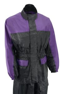 NexGen XS5031 Women’s Purple and Black Water Proof Rain Suit with Cinch Sides - Image 4