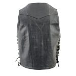 Event Leather XS5390 Men’s 10 Pocket Black Classic Side Lace Leather Vest - Image 2
