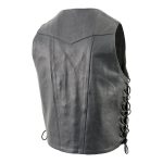 Event Leather XS5390 Men’s 10 Pocket Black Classic Side Lace Leather Vest - Image 5