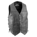 Event Leather XS5390 Men’s 10 Pocket Black Classic Side Lace Leather Vest - Image 4